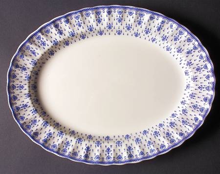 Fleur de Lys Blue (Earthenware, No Trim) 12" Oval Serving Platter