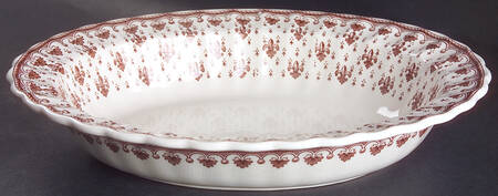 Fleur de Lys Brown (Earthenware, No Trim) 10" Oval Vegetable Bowl