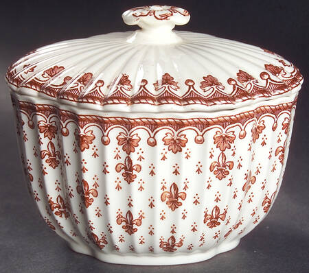 Fleur de Lys Brown (Earthenware, No Trim) Sugar Bowl & Lid