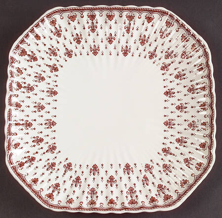 Fleur de Lys Brown (Earthenware, No Trim) Square Salad Plate by Spode