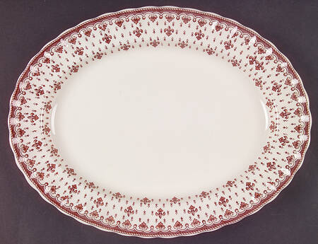Fleur de Lys Brown (Earthenware, No Trim) 12" Oval Serving Platter