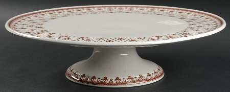 Fleur de Lys Brown (Earthenware, No Trim) 12" Diameter Pedestal Cake Stand