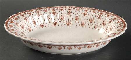 Fleur de Lys Brown (Earthenware, No Trim) 9" Oval Vegetable Bowl
