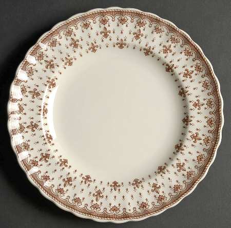 Fleur de Lys Brown (Earthenware, No Trim) Luncheon Plate