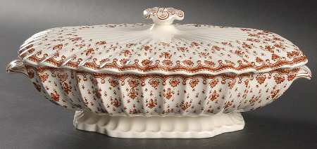 Fleur de Lys Brown (Earthenware, No Trim) Oval Covered Vegetable