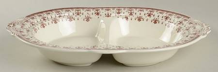 Fleur de Lys Brown (Earthenware, No Trim) Oval Covered Divided Vegetable No Lid by Spode
