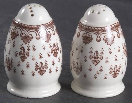 Fleur de Lys Brown (Earthenware, No Trim) Salt & Pepper Set by Spode