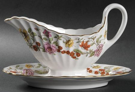 Floral Tapestry Gravy Boat with Attached Underplate by Spode
