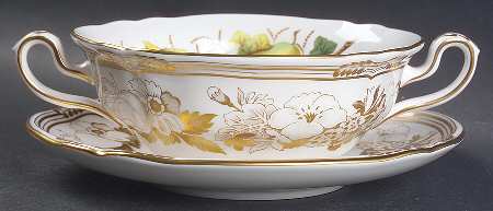 Golden Valley Flat Cream Soup Bowl & Saucer Set by Spode