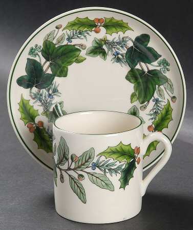 Green Garland Flat Demitasse Cup & Saucer Set