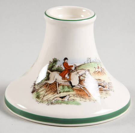 Herring Hunt, The Hunt (Green, Scalloped) 3" Candlestick by Spode