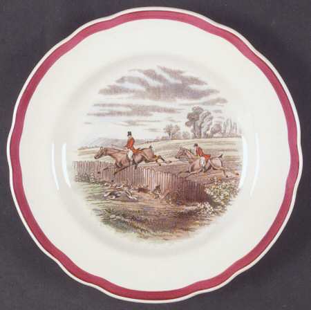 Herring Hunt The Hunt Red Bread & Butter Plate by Spode