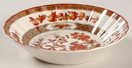 Indian Tree (Orange Rust, Scallop, Red Trim) Fruit/Dessert (Sauce) Bowl by Spode