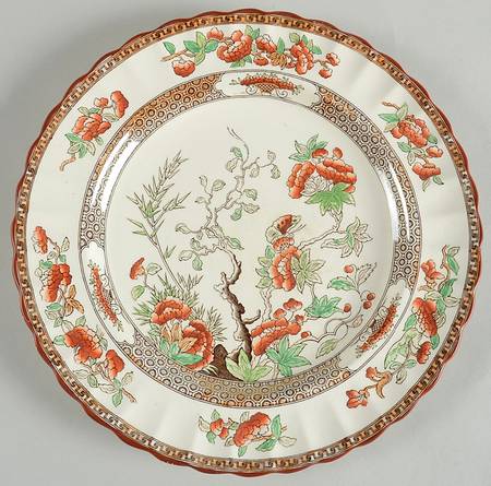 Indian Tree (Orange Rust, Green, Scallop, Red Trim) by Spode