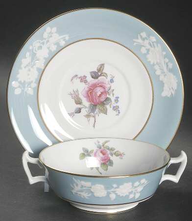 Old Colony Rose Footed Cream Soup Bowl & Saucer Set by Spode