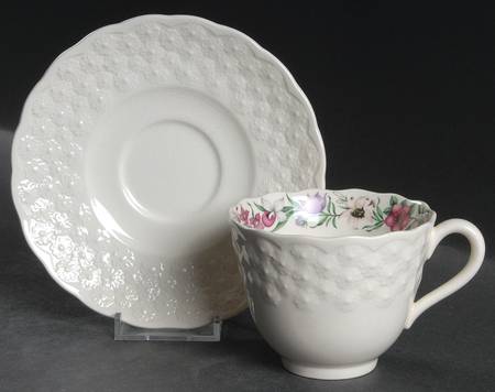 Provincial Flowers Flat Cup & Saucer Set by Spode