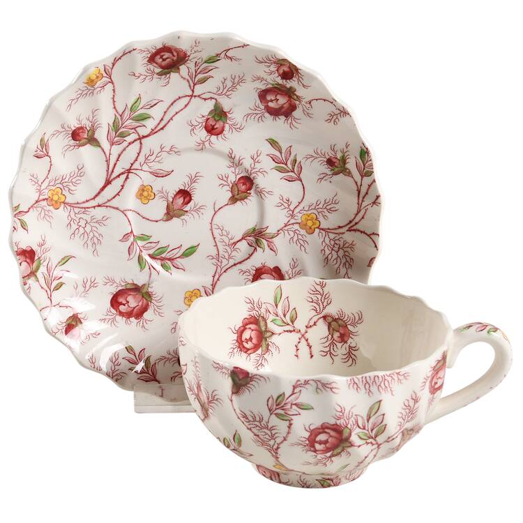 Rosebud Chintz (2-8401, Pink Vine) Footed Cup & Saucer Set