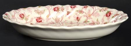 Rosebud Chintz (2-8401, Pink Vine) 10" Oval Vegetable Bowl