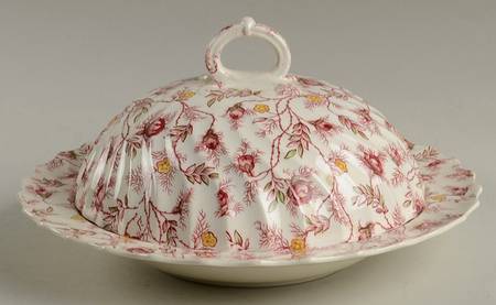 Rosebud Chintz (2-8401, Pink Vine) Muffin Dish & Lid