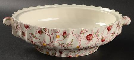 Rosebud Chintz (2-8401, Pink Vine) Round Vegetable No Lid