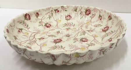Rosebud Chintz (2-8401, Pink Vine) 8" Shallow Round Bowl