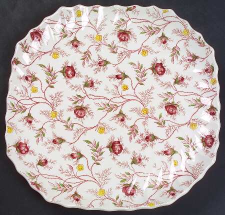 Rosebud Chintz (2-8401, Pink Vine) Square Luncheon Plate