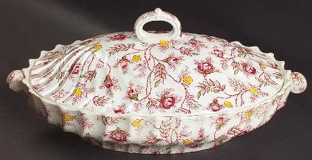 Rosebud Chintz (2-8401, Pink Vine) Oval Covered Vegetable