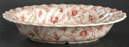 Rosebud Chintz (2-8401, Pink Vine) 8" Oval Vegetable Bowl
