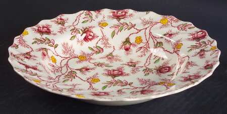Rosebud Chintz (2-8401, Pink Vine) Rim Soup Bowl