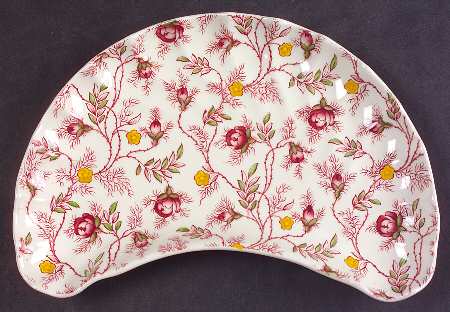 Rosebud Chintz (2-8401, Pink Vine) Crescent Salad Plate