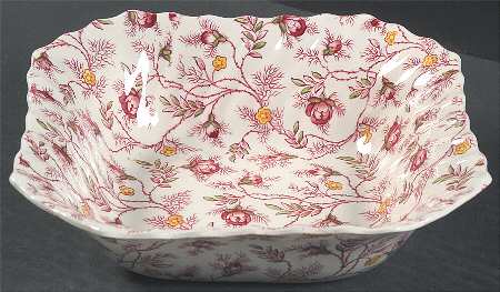 Rosebud Chintz (2-8401, Pink Vine) 7" Square Vegetable Bowl
