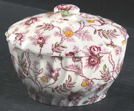 Rosebud Chintz (2-8401, Pink Vine) Sugar Bowl & Lid