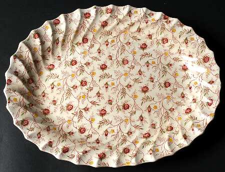 Rosebud Chintz (2-8401, Pink Vine) 17" Oval Serving Platter