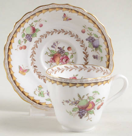 Rockingham (White Or Cream Body, Gold) Footed Demitasse Cup & Saucer Set by Spode