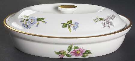 Stafford Flowers 9" Oval Oven-To-Table Entree Dish & Lid