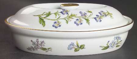 Stafford Flowers 9" Oval Oven-To-Table Entree Dish & Lid