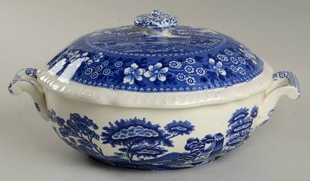 Tower Blue (Newer Backstamp) Round Covered Vegetable