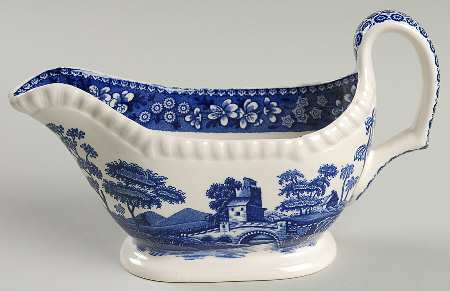 Tower Blue (Newer Backstamp) Gravy Boat