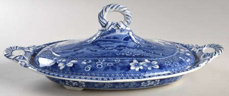 Tower Blue (No #, Older, Gadroon) Oval Covered Vegetable by Spode
