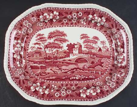 Tower Pink (Older Backstamp) 14" Oval Serving Platter by Spode