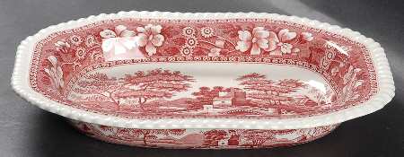 Tower Pink (Older Backstamp) 9" Oval Vegetable Bowl