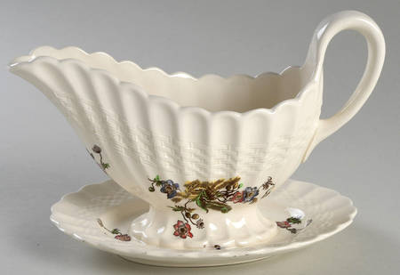 Wicker Lane (Basket Weave) Gravy Boat with Attached Underplate by Spode