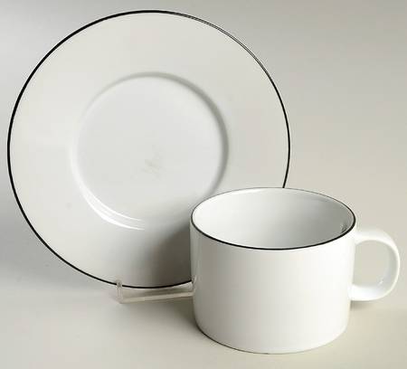 Black Line Flat Cup & Saucer Set