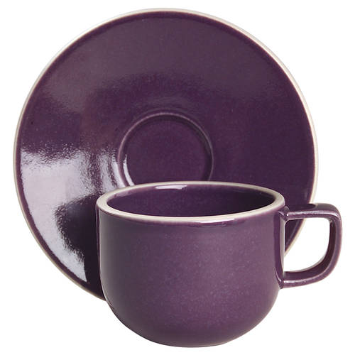 Colorstone Plum (Textured) Flat Cup & Saucer Set