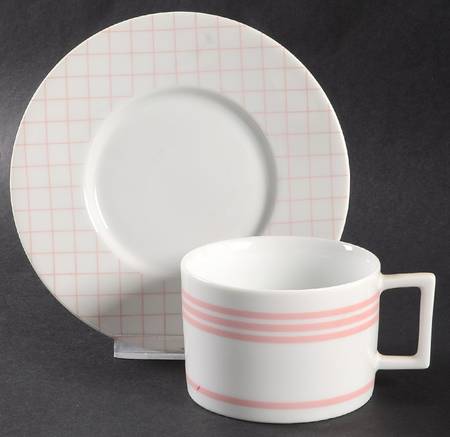 Gridlock Pink Flat Cup & Saucer Set