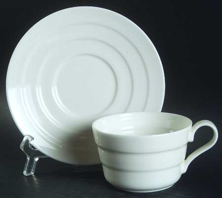 Saturn White Flat Cup & Saucer Set