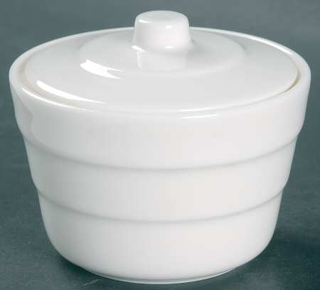 Saturn White Sugar Bowl & Lid