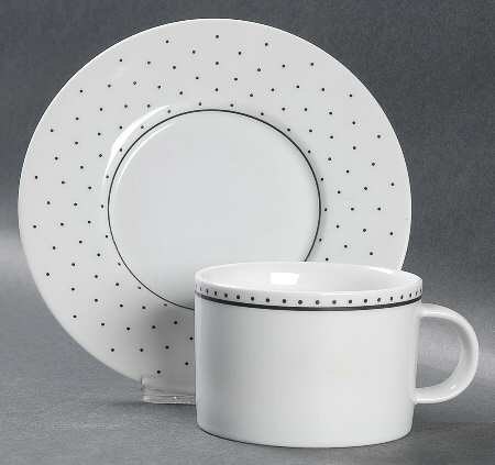 Swiss Dots Black Flat Cup & Saucer Set by Sasaki