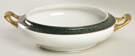 Chantilly Dark Green (Gold Filigree) Round Vegetable No Lid