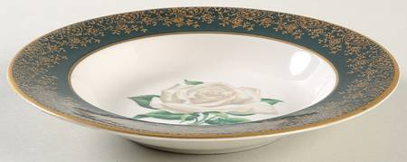 Chantilly Dark Green (Gold Filigree) Rim Soup Bowl